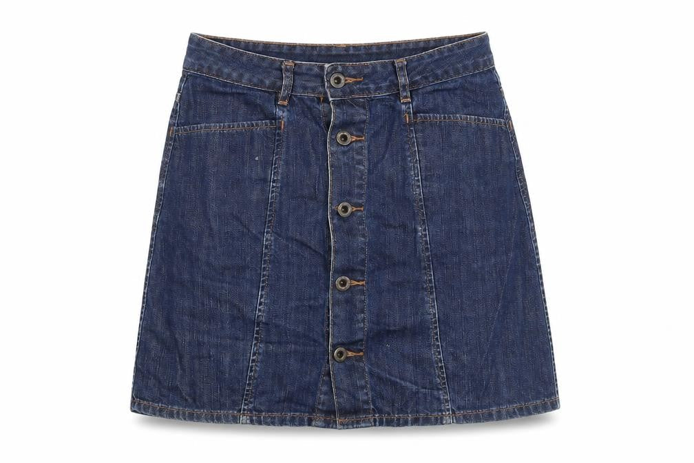 Jack Wills Womens Blue Cotton A-Line Skirt Size 6 Button