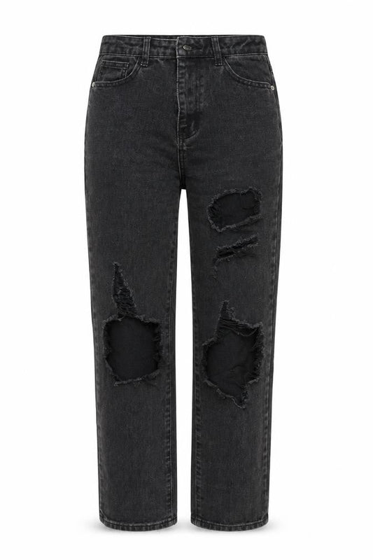 PRETTYLITTLETHING Womens Grey Cotton Straight Jeans Size 8 L28 in Regular Zip