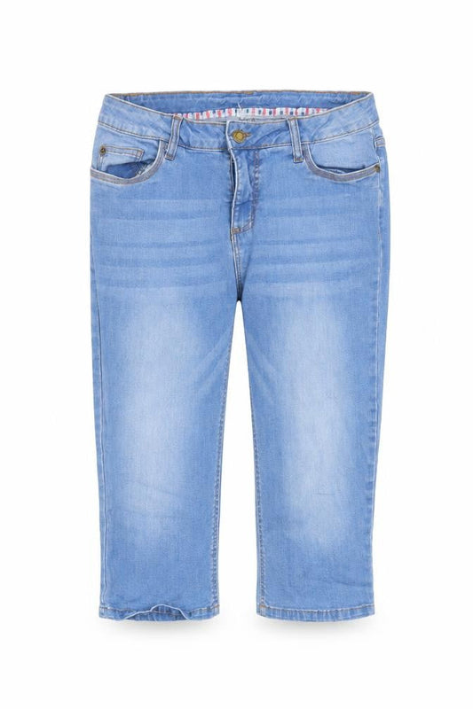 John Baner Womens Blue Cotton Cropped Jeans Size 32 in Regular Zip