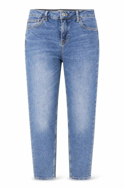 Topshop Womens Blue Cotton Tapered Jeans Size 25 in L32 in Regular Zip