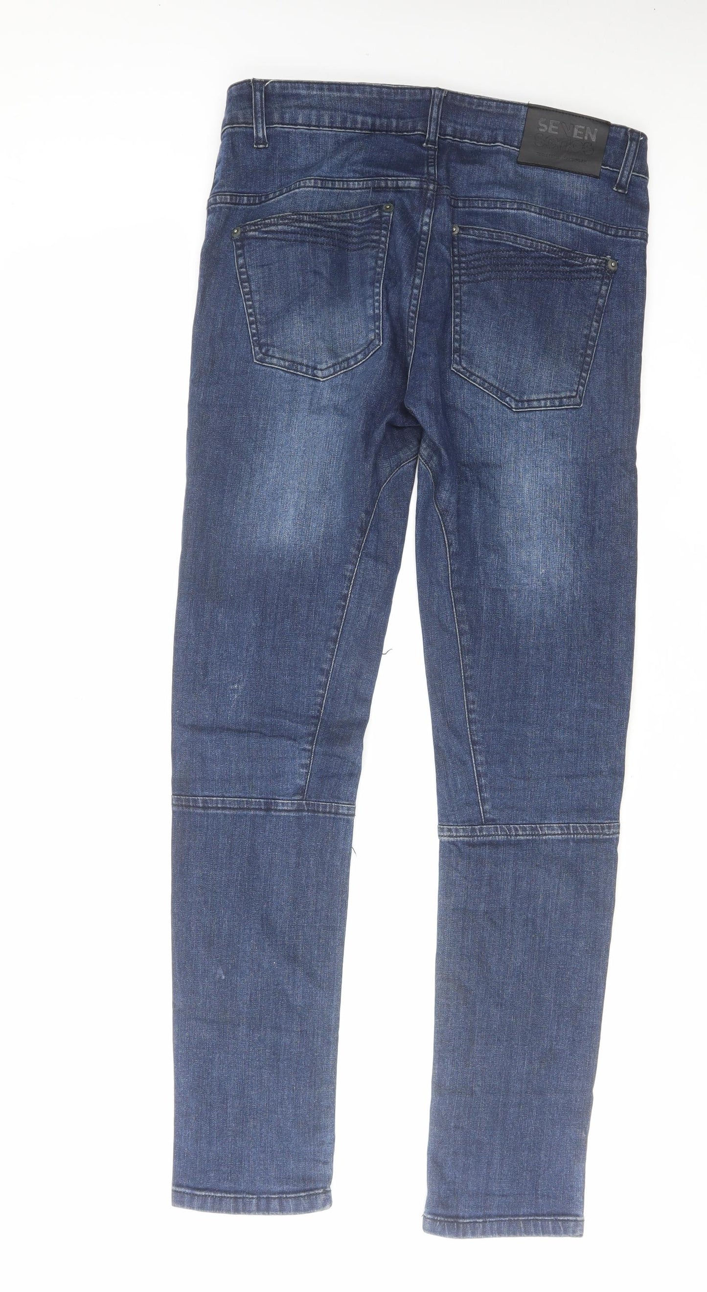 Seven Series Mens Blue Cotton Straight Jeans Size 32 in L30 in Regular Button