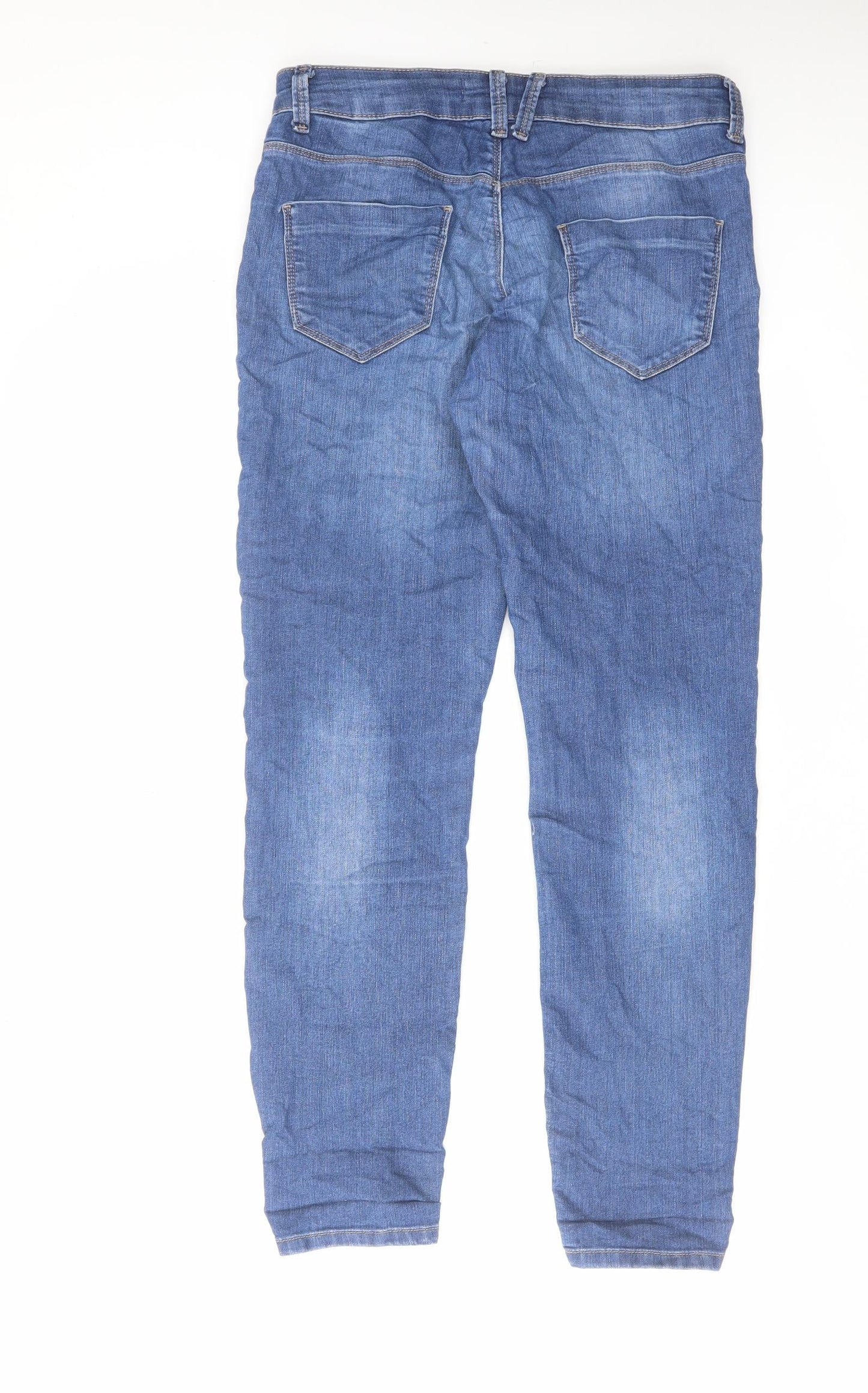 Marks and Spencer Womens Blue Cotton Skinny Jeans Size 10 L30 in Regular Zip