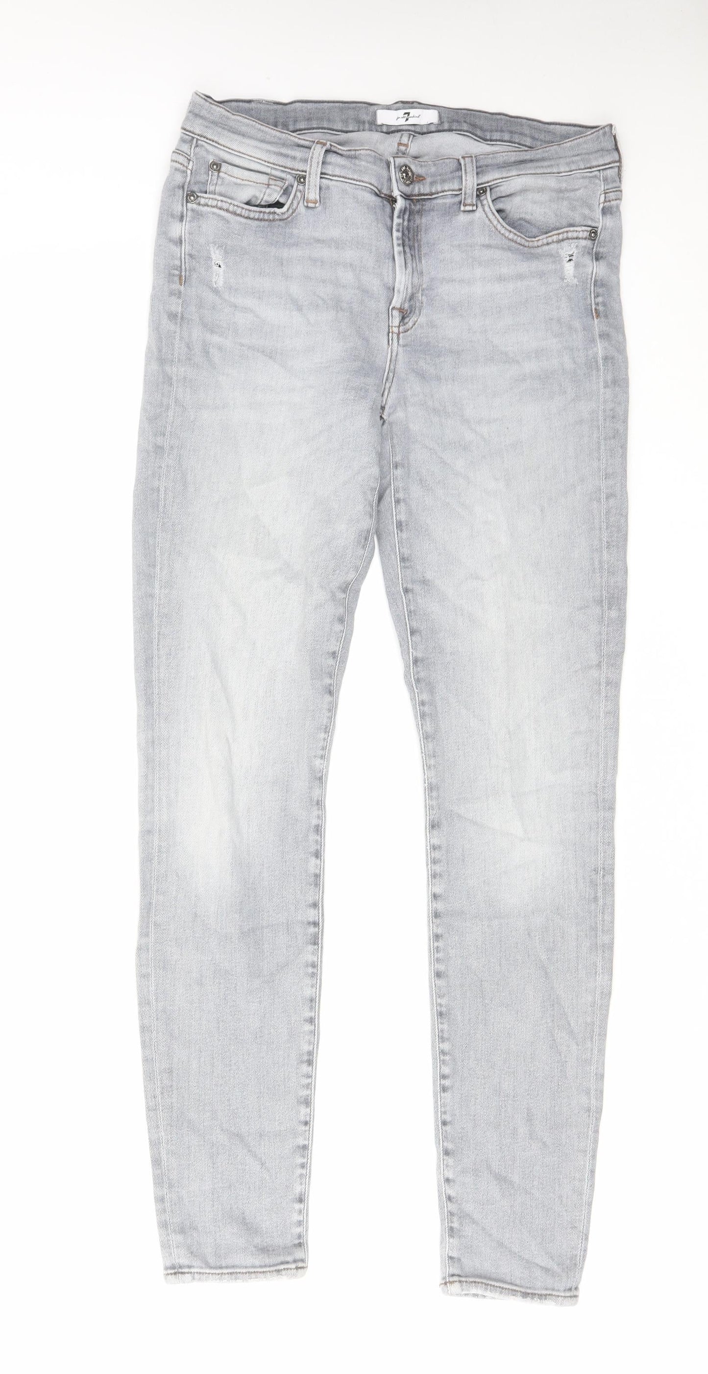 7 For All Mankind Mens Grey Cotton Straight Jeans Size 31 in L29 in Regular Zip