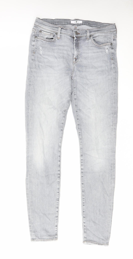 7 For All Mankind Mens Grey Cotton Straight Jeans Size 31 in L29 in Regular Zip