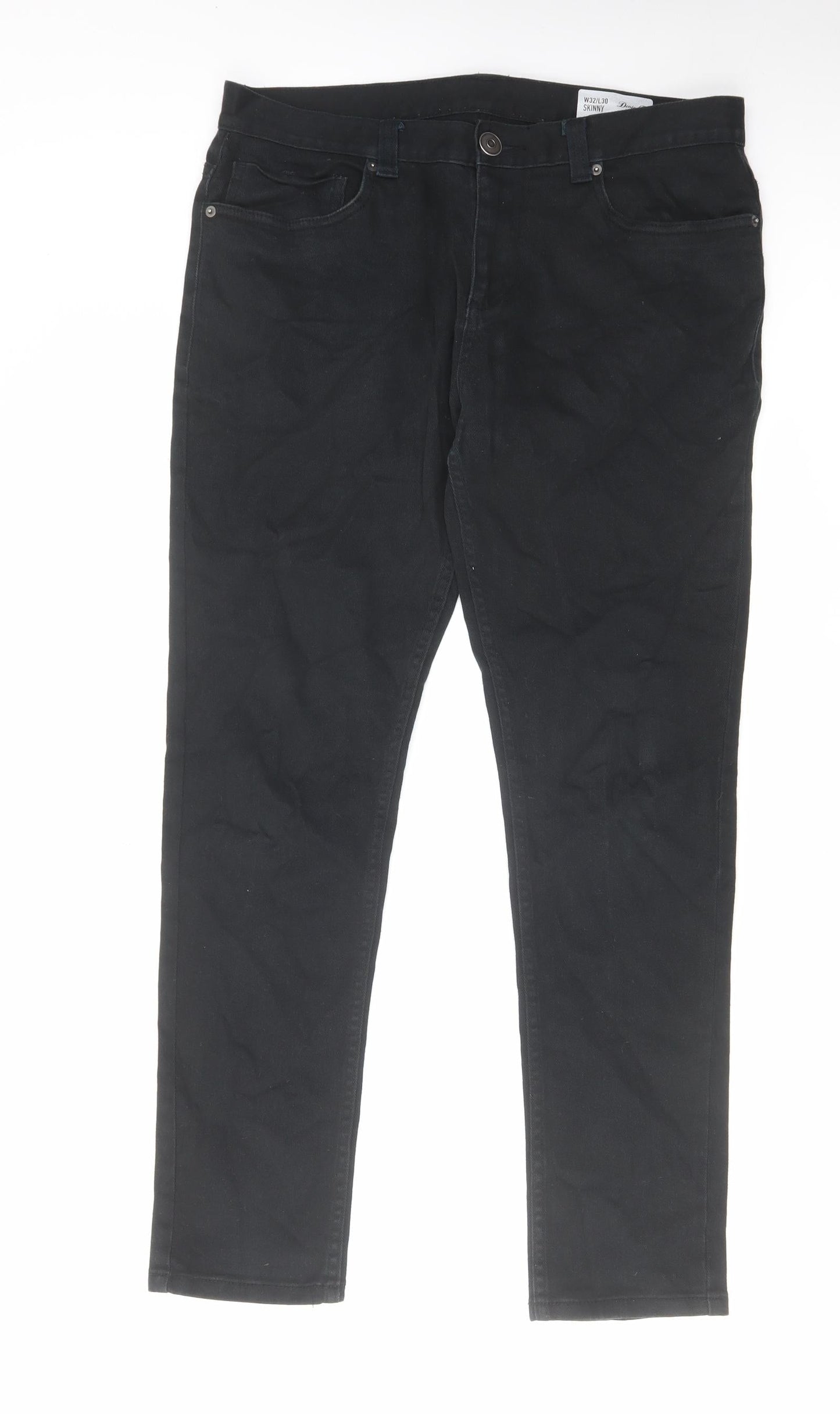 Denim & Co. Mens Black Cotton Straight Jeans Size 32 in L30 in Regular Zip
