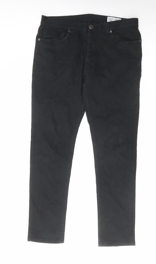 Denim & Co. Mens Black Cotton Straight Jeans Size 32 in L30 in Regular Zip
