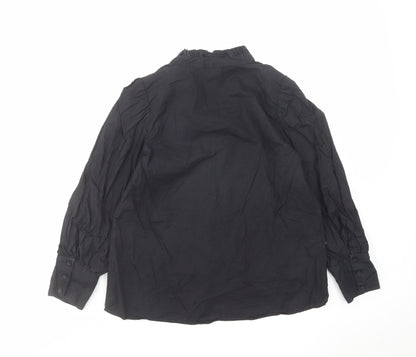 Zara Womens Black Cotton Basic Blouse Size XS V-Neck