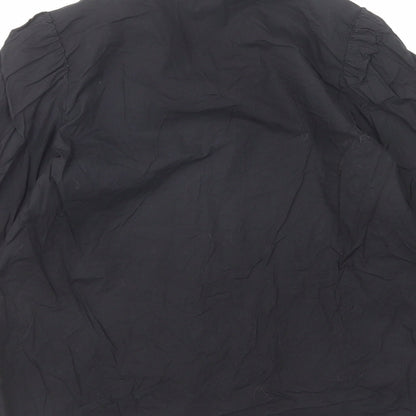 Zara Womens Black Cotton Basic Blouse Size XS V-Neck
