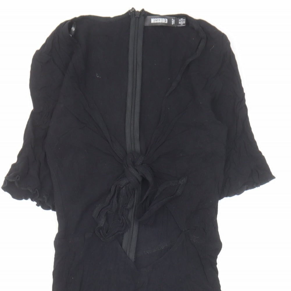 Missguided Womens Black Viscose Playsuit One-Piece Size 6 Zip