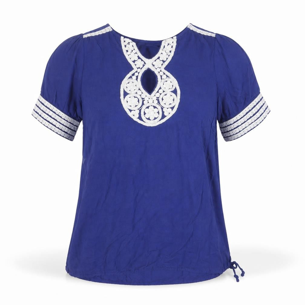 Love Label Womens Blue Cotton Basic T-Shirt Size 10 Round Neck