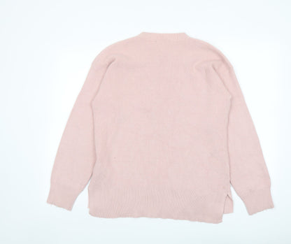 Marks & Spencer Womens Pink Round Neck Viscose Pullover Jumper Size M