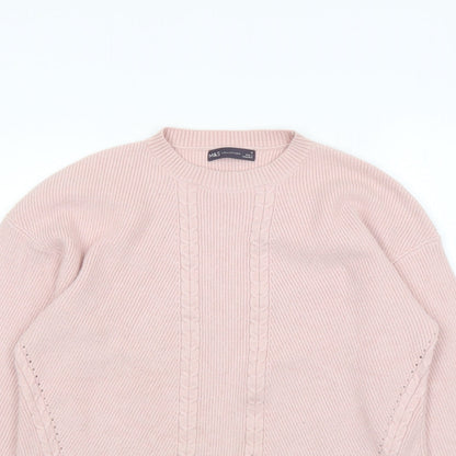 Marks & Spencer Womens Pink Round Neck Viscose Pullover Jumper Size M