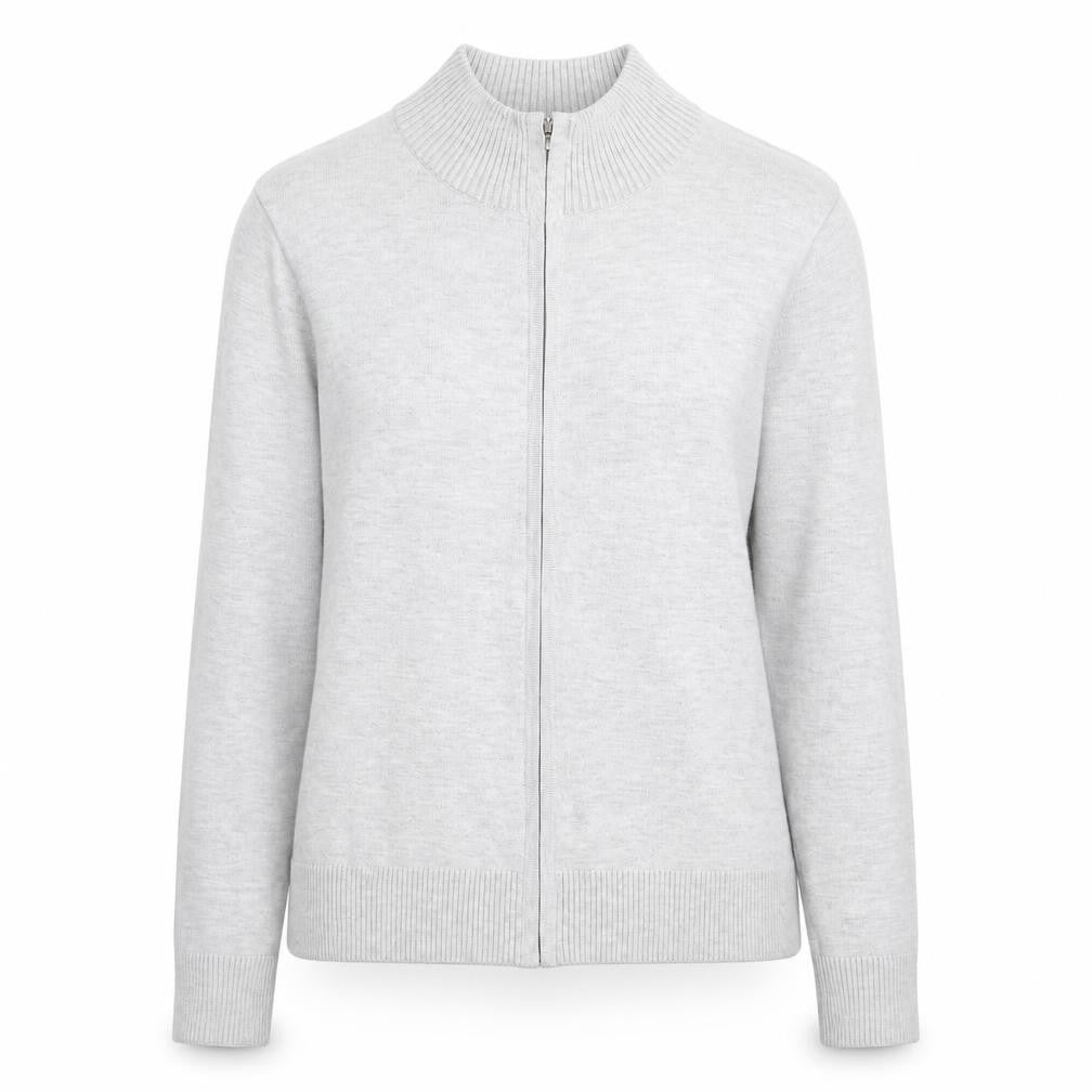 Marks & Spencer Womens Grey Mock Neck Viscose Full Zip Jumper Size 12