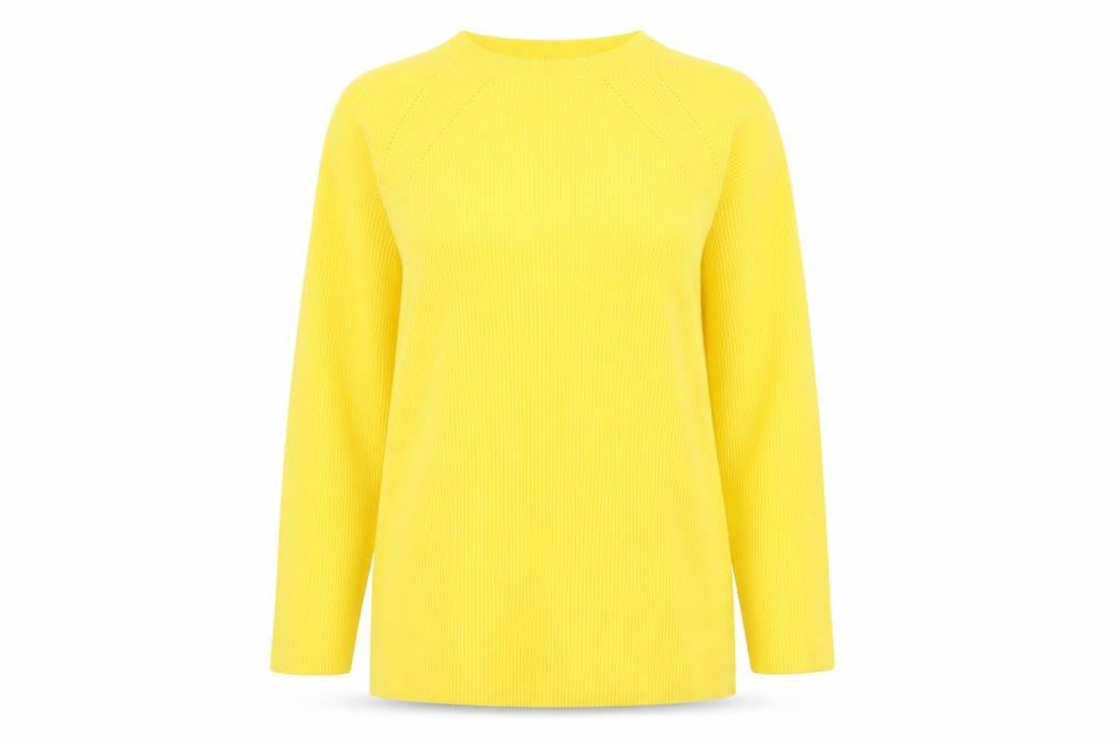 Marks & Spencer Womens Yellow Round Neck Viscose Pullover Jumper Size M