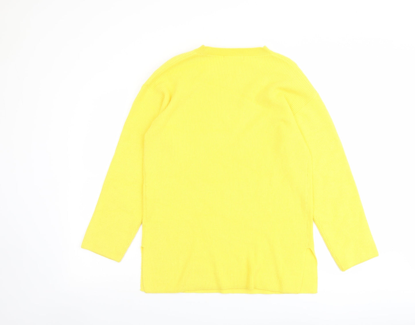 Marks and Spencer Womens Yellow Round Neck Viscose Pullover Jumper Size M