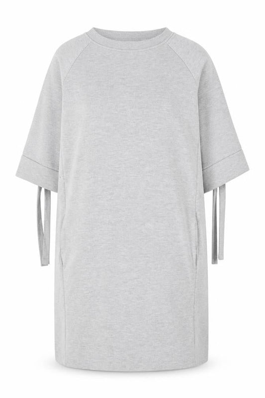 Next Womens Grey Cotton Jumper Dress Size 12 Crew Neck Pullover