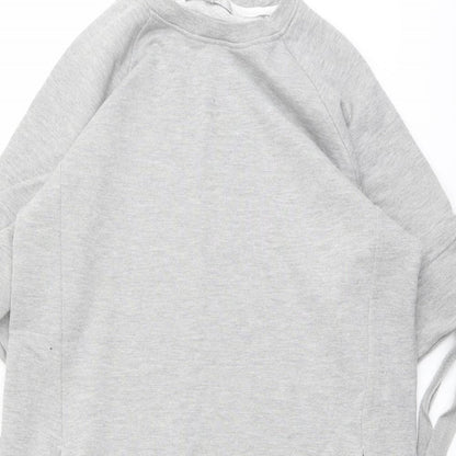 Next Womens Grey Cotton Jumper Dress Size 12 Crew Neck Pullover