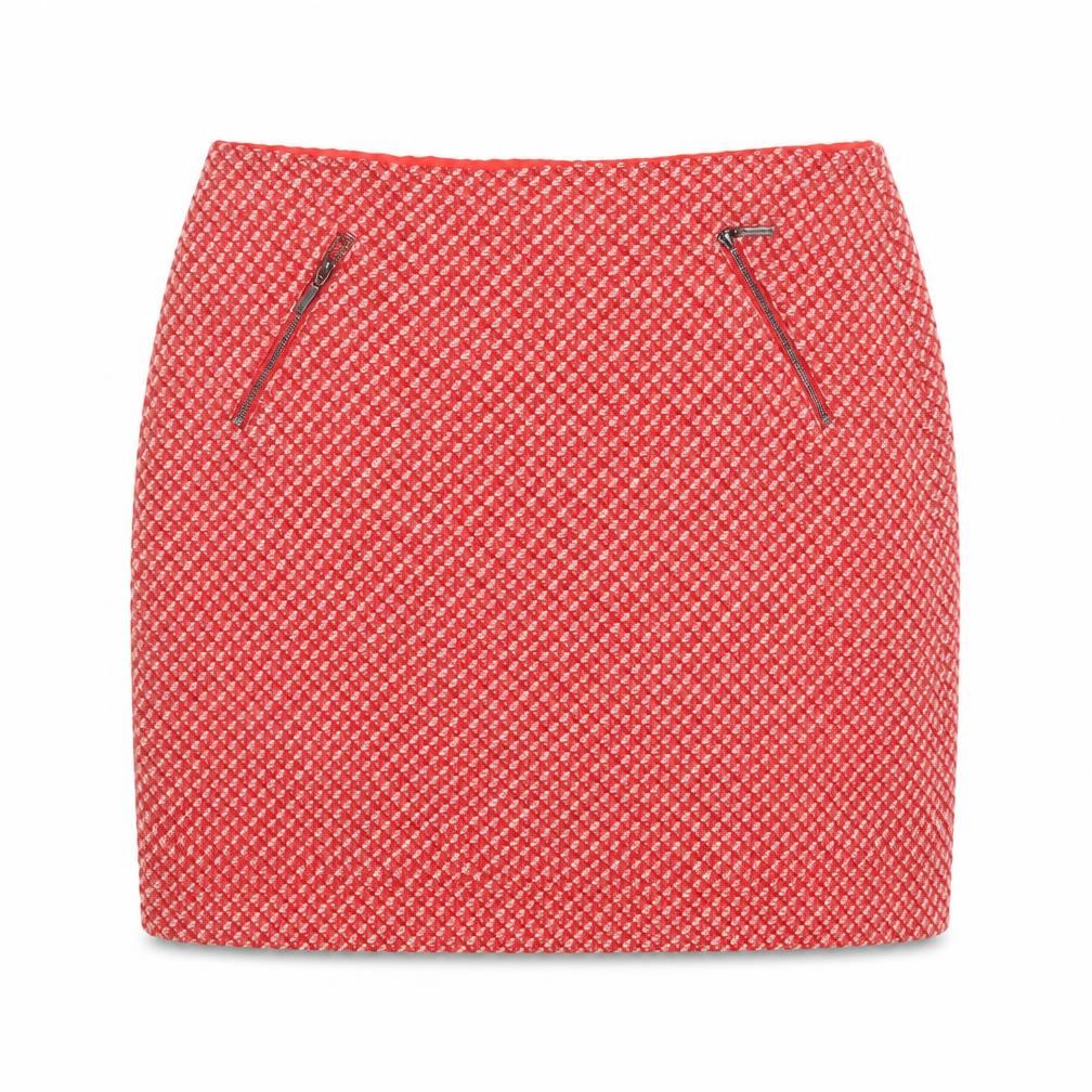 Marks & Spencer Womens Red Geometric Wool A-Line Skirt Size 10 Zip
