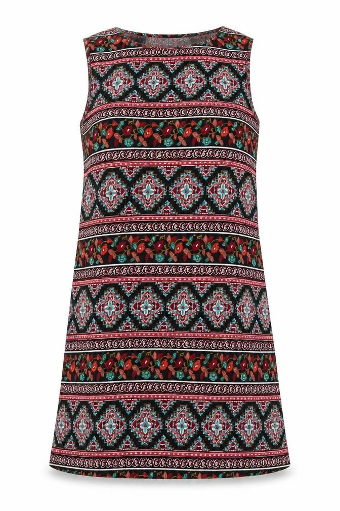 Mela London Womens Multicoloured Geometric Polyester Shift Size 10 Boat Neck Pullover