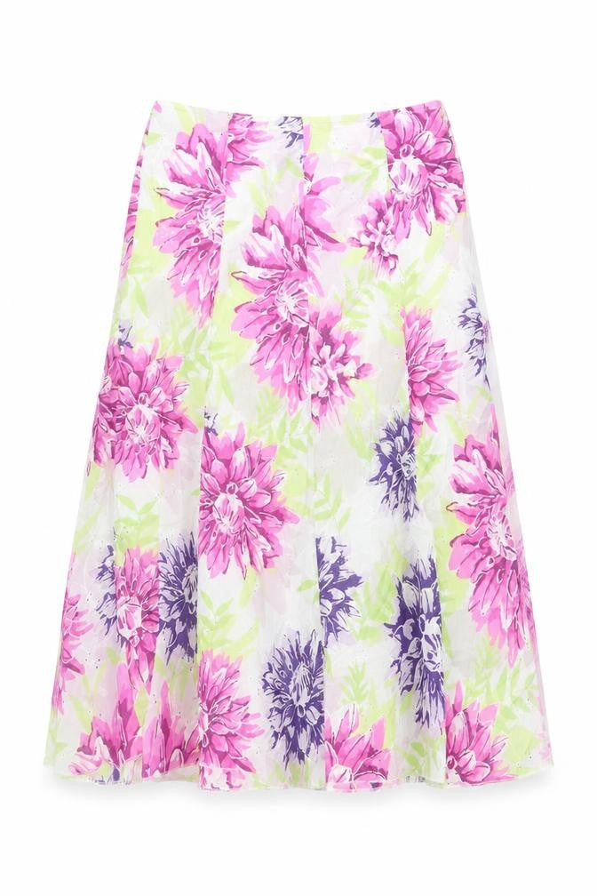 Marks & Spencer Womens Multicoloured Floral Cotton Swing Skirt Size 8 Zip