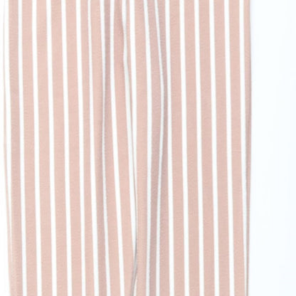 PRETTYLITTLETHING Womens Pink Striped Polyester Carrot Trousers Size 6 L28 in Regular