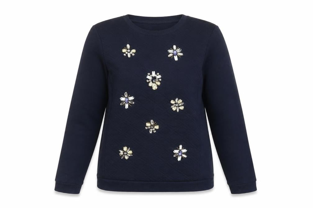 Per Una Womens Blue Cotton Pullover Sweatshirt Size 8 Pullover