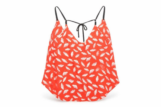 RVCA Womens Red Geometric Viscose Camisole Tank Size M V-Neck - Feather Print