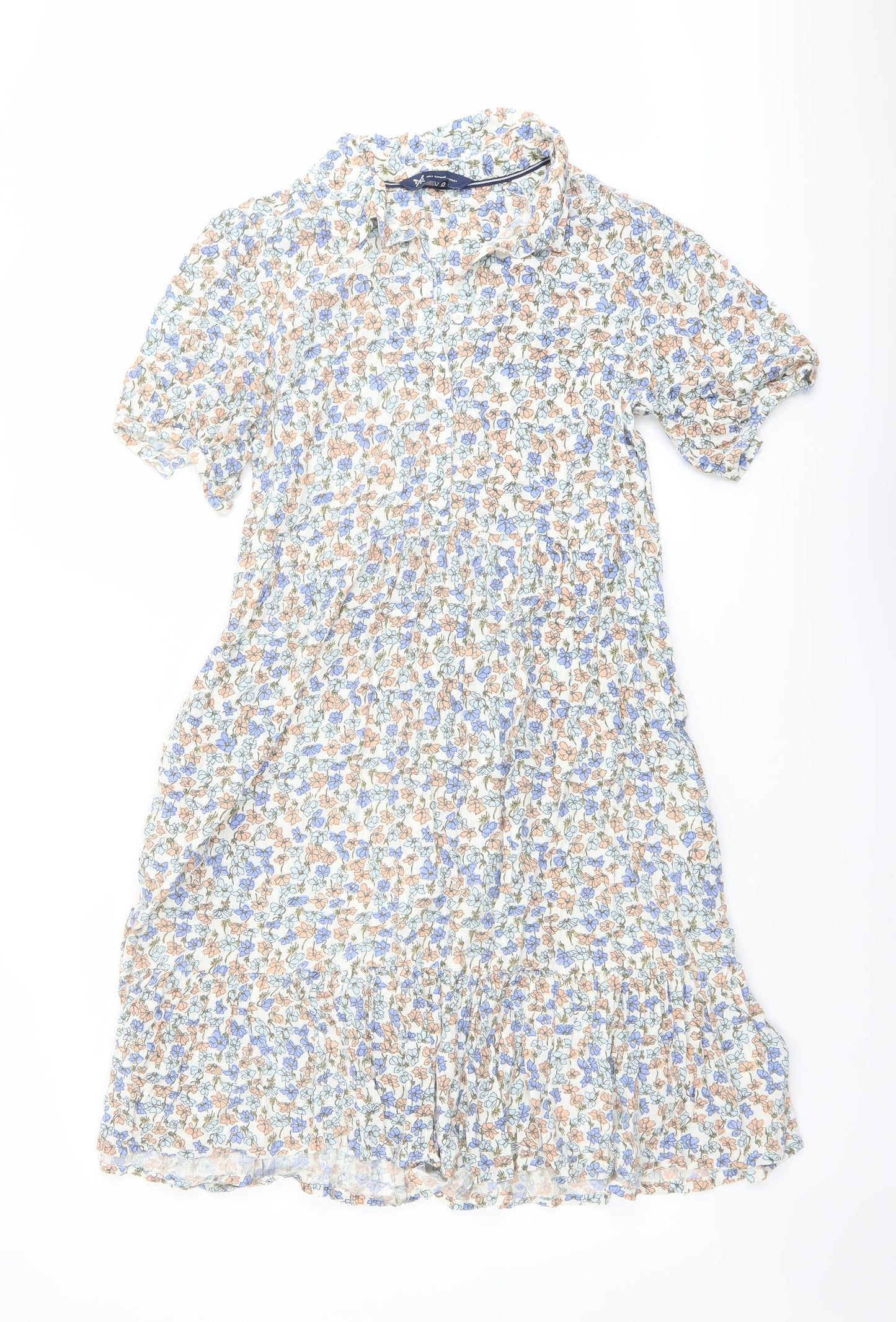 Crew Clothing Womens Multicoloured Floral Viscose Shirt Dress Size 10 Collared Button