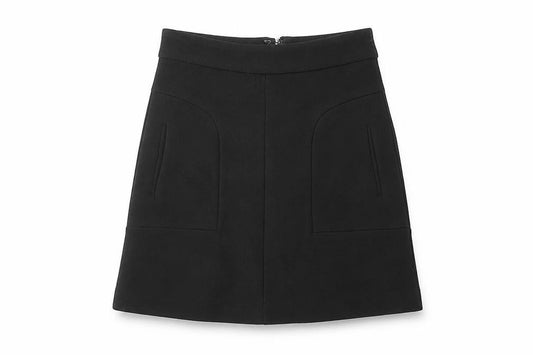 Anthropologie Womens Black Viscose A-Line Skirt Size 4 Zip