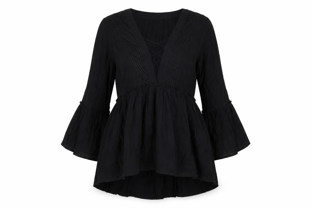 Apricot Womens Black Viscose Basic Blouse Size 8 V-Neck