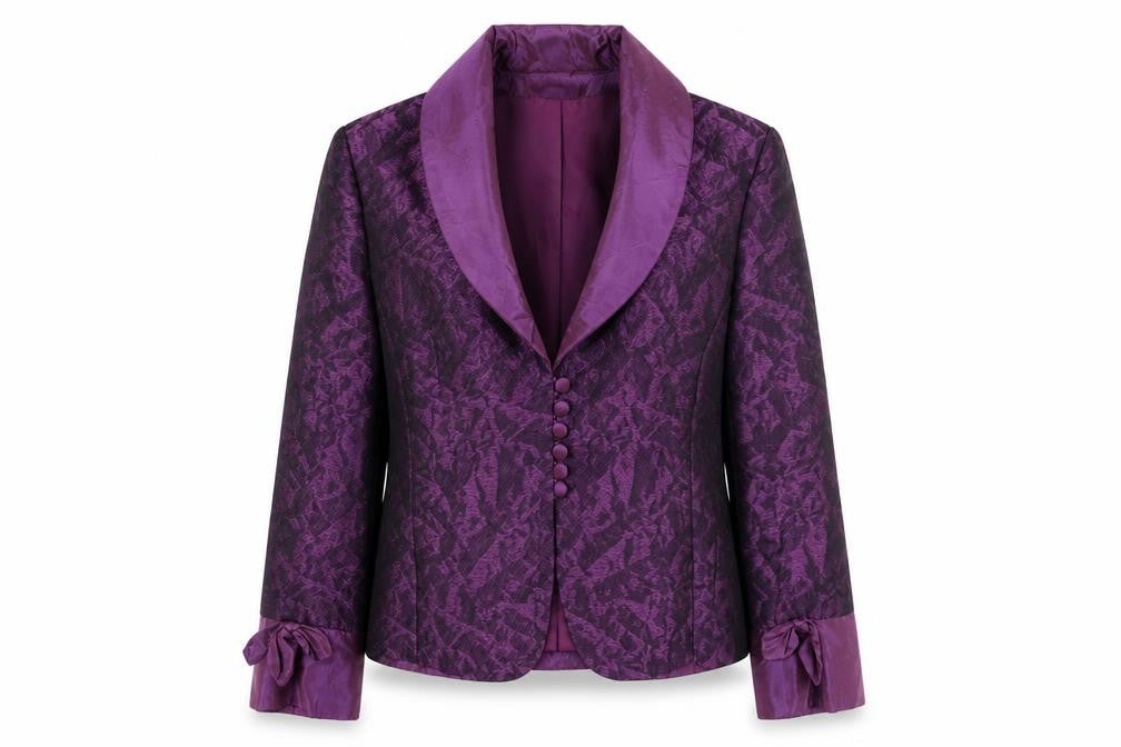 John Bentley Womens Purple Geometric Jacket Blazer Size 12 Button