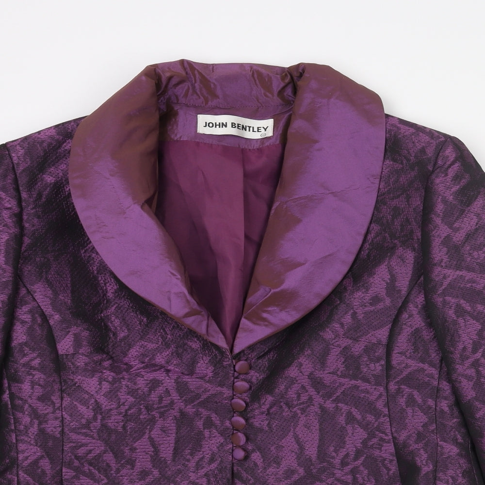 John Bentley Womens Purple Geometric Jacket Blazer Size 12 Button