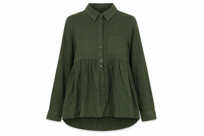 Zara Womens Green Lyocell Basic Blouse Size S Collared