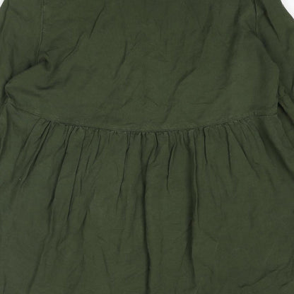 Zara Womens Green Lyocell Basic Blouse Size S Collared