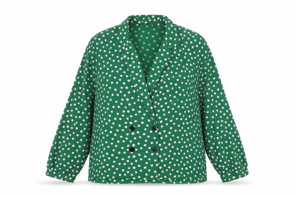 Topshop Womens Green Polka Dot Viscose Basic Blouse Size 6 Collared