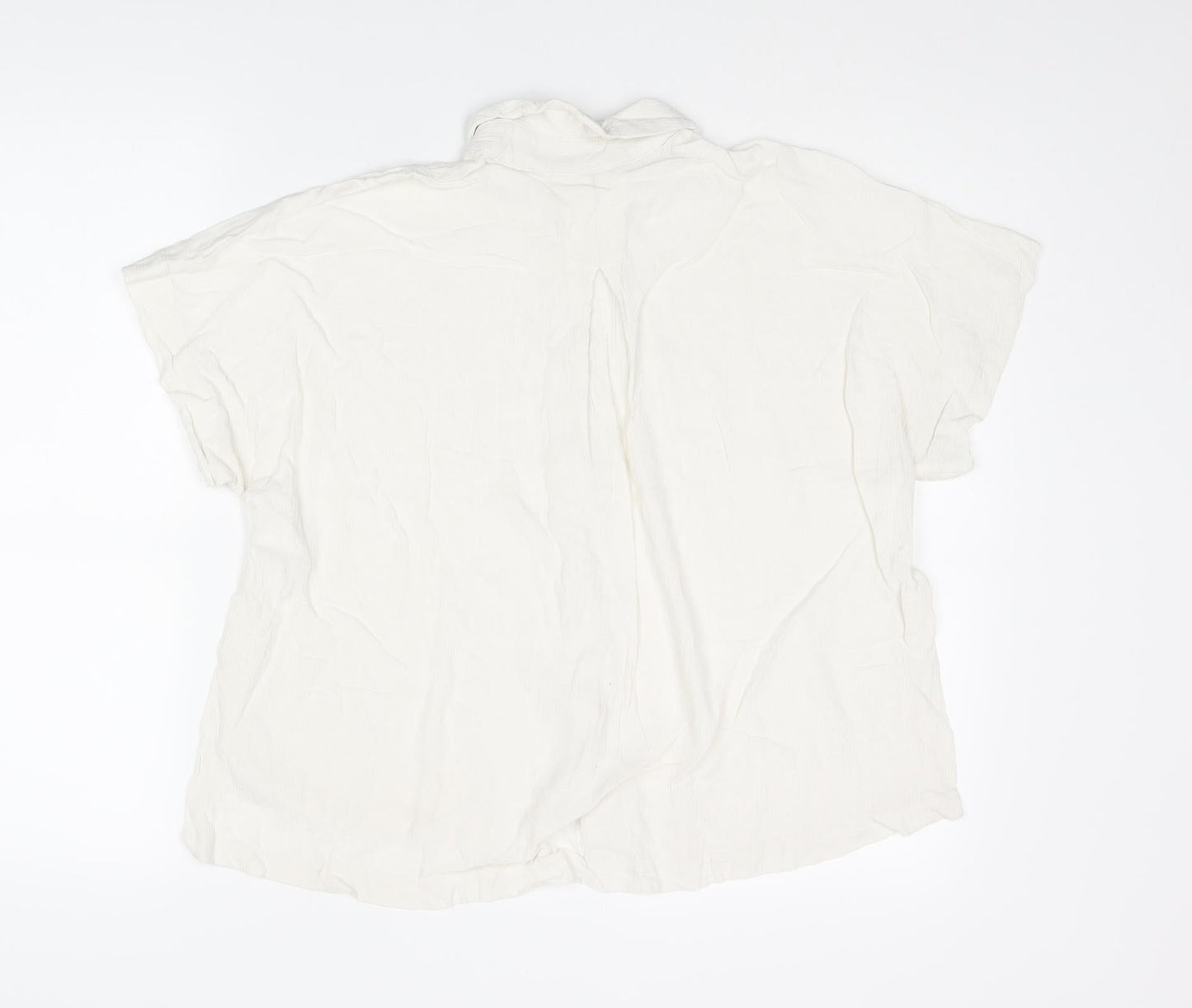 H&M Womens Ivory Viscose Basic Button-Up Size 8 Collared