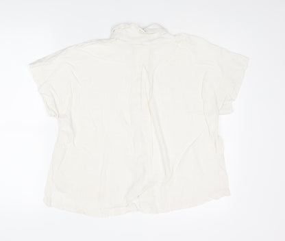 H&M Womens Ivory Viscose Basic Button-Up Size 8 Collared