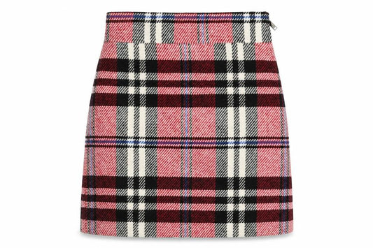 Topshop Womens Red Plaid Polyester A-Line Skirt Size 8 Zip