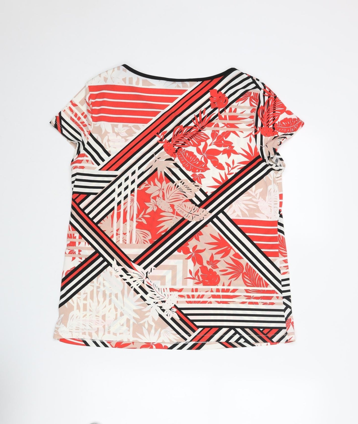 Wallis Womens Multicoloured Geometric Polyester Basic T-Shirt Size 16 Round Neck - Leaf Print