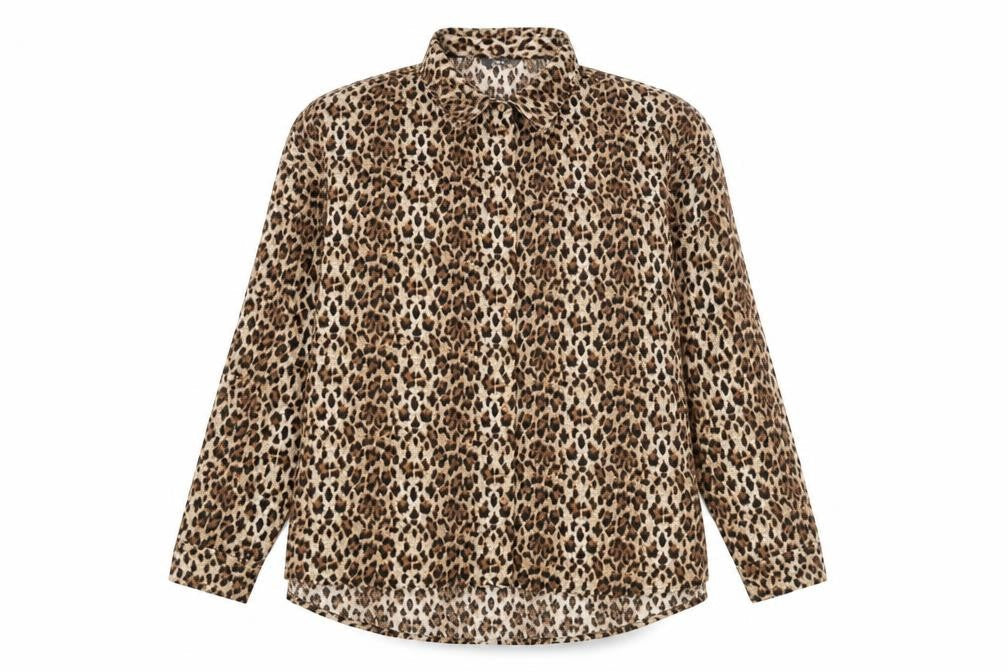 Max Womens Brown Animal Print Polyester Basic Button-Up Size 14 Collared - Leopard Print Size 14-16