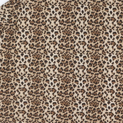Max Womens Brown Animal Print Polyester Basic Button-Up Size 14 Collared - Leopard Print Size 14-16