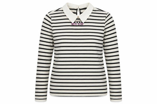 Zara Womens Ivory Collared Striped Acrylic Pullover Jumper Size L