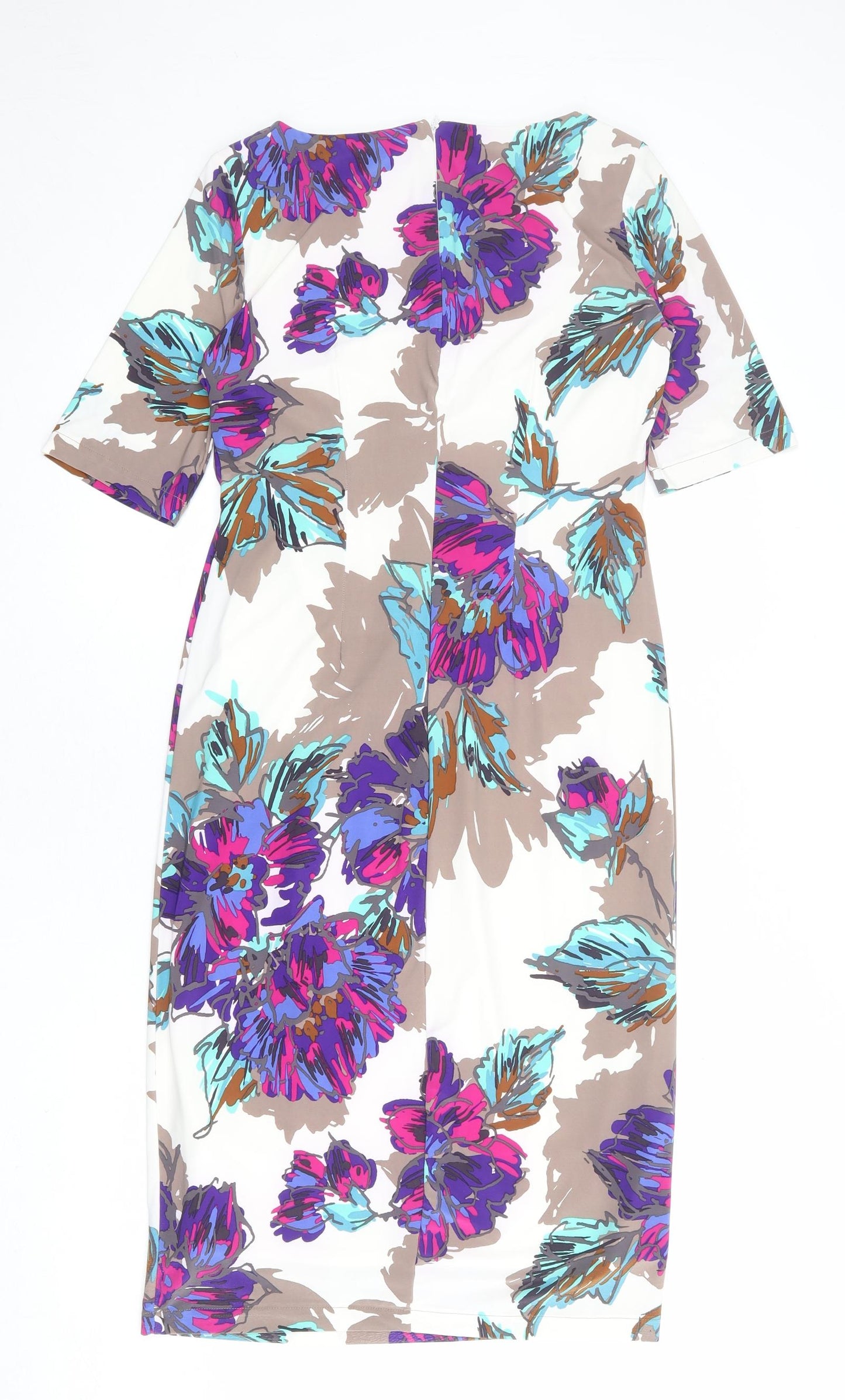 Alex & Co Womens Multicoloured Floral Polyester Sheath Size 12 Boat Neck Pullover
