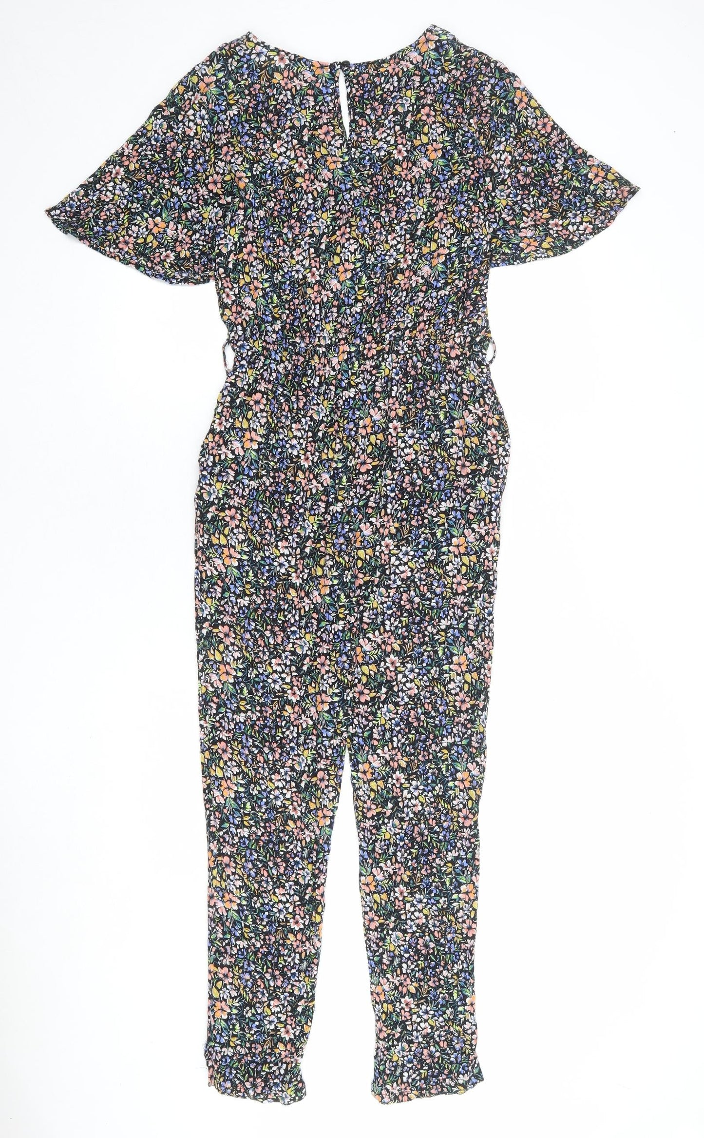M&Co Womens Multicoloured Floral Polyester Jumpsuit One-Piece Size 8 L23 in Button
