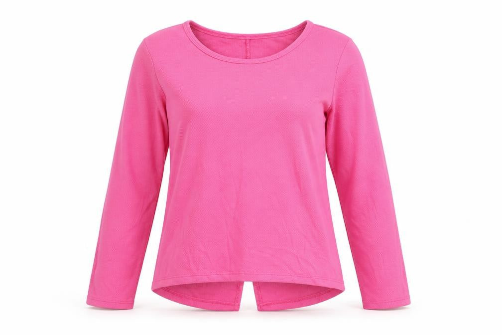 Bassini Womens Pink Viscose Basic T-Shirt Size M Round Neck - Size M-L