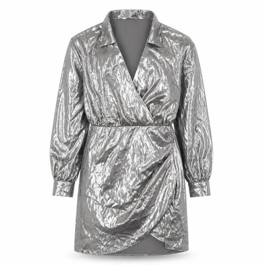 Zara Womens Silver Polyester A-Line Size S Collared Zip