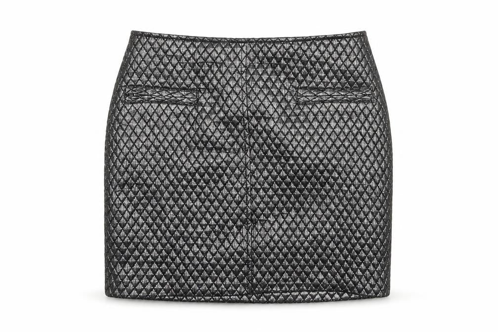 Limited Edition Womens Silver Argyle/Diamond Polyester Mini Skirt Size 8 Zip