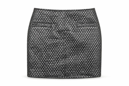 Limited Edition Womens Silver Argyle/Diamond Polyester Mini Skirt Size 8 Zip
