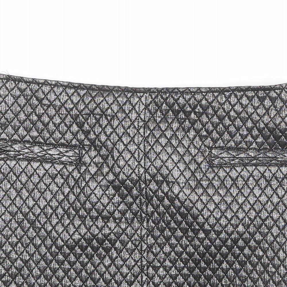 Limited Edition Womens Silver Argyle/Diamond Polyester Mini Skirt Size 8 Zip