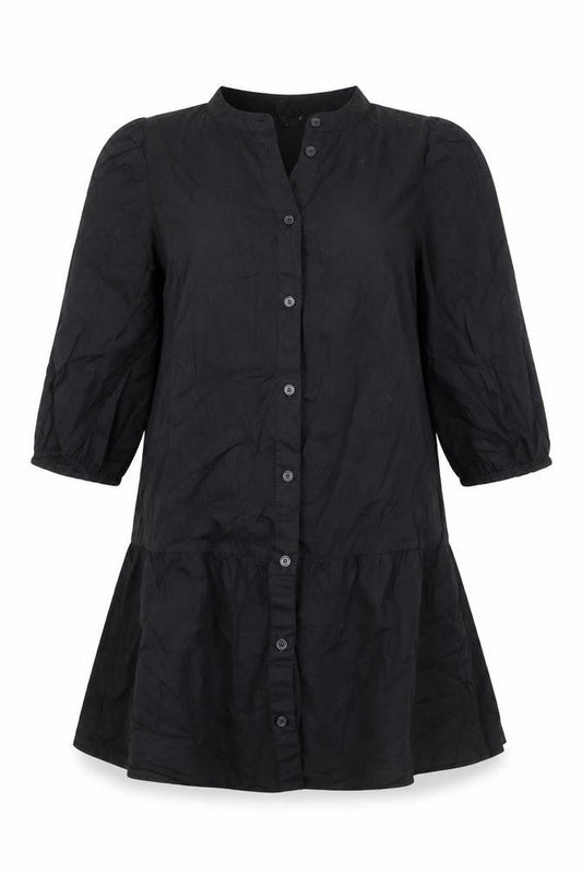 Divided by H&M Womens Black 100% Cotton A-Line Size S Round Neck Button